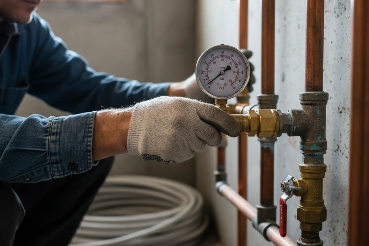 Pressure testing a repaired line during Water Line Repair in Griffith