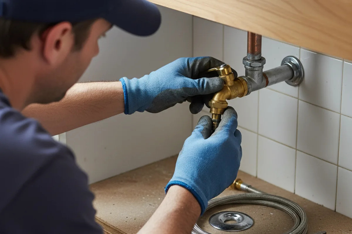Shutoff valve and fitting work during Emergency Plumbing in Griffith